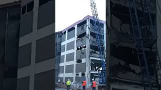 Masterful Wrecking Ball Operator Destroys Building with Precision demolition [upl. by Vories]