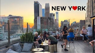 4K🇺🇸 New York City🚕🗽 Times Square Day☀️amp Night🌃 Sunset at Rooftop Monarch🍸Aug 2023 [upl. by Ardnat]