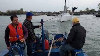 WYC Towing Razorbill 1D35 Sailboat to mast crane [upl. by Savinirs]