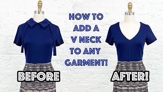 How To Change Any Neckline To A V Neck With Facing [upl. by Annaillil615]