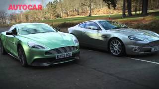 Aston Martin Vanquish meet the ancestors  autocarcouk [upl. by Llerret202]