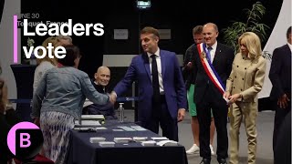 French Elections Leaders Cast Ballots in First Round of Votes [upl. by Paris158]