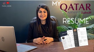 My Qatar Airways Resume  Step By Step Resume for Fresher Cabin Crew  Cabin Crew resume sample [upl. by Lynus]