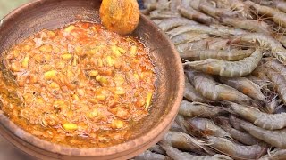 How To Make Cook Prawns Curry Village Style  Country Street Food  Street Food  Machilipatnam [upl. by Urbain]