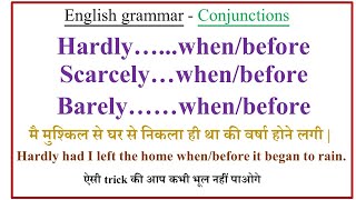 HARDLY  BARELY  SCARCELY WHEN  BEFORE IN ENGLISH GRAMMAR HARDLYWHEN  SCARCELYWHEN OR BEFORE [upl. by Rycca802]