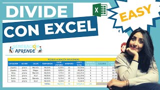 ➗ CÓMO DIVIDIR EN EXCEL Aprende a dividir en EXCEL de manera FÁCIL INCLUYE FUNCIÓN COCIENTE EXCEL [upl. by Ylsel]