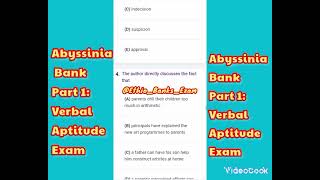 Abyssinia Bank Exam Q and A part 1 Verbal Aptitude Exam EthioBanksExamMedia DOOTUBE3 [upl. by True]