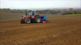 Weizen säen 2015 mit Massey Ferguson 1014 und Lemken DKA 2500 [upl. by Donelu]