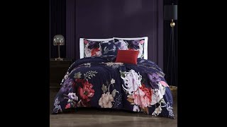 Enchanted Garden Reversible Navy Floral 5Piece Comforter Bed Set [upl. by Quiteri98]