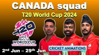 Canada cricket team squad for t20 world cup 2024  T20WC 2024 all teams squad [upl. by Nnav]