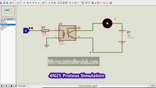 4N25 Phototransistor Optocoupler IC Proteus Simulation [upl. by Sinnej]