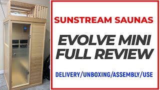 Sunstream Infrared Saunas Evolve Mini FULL Review Delivery Unboxing Assembly and Use [upl. by Anallise]