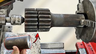 Ingenious Guy Repaired Broken Swing Motar Drive Shaft  Restore of broken Swing Gear Pinion [upl. by Etnelav]