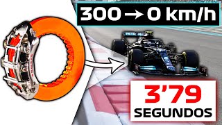 Cómo son los FRENOS de un COCHE de F1 🔥 ¡De 300 kmh a 0 en 130 Metros  DISCO de CARBONO vs Acero [upl. by Aisnetroh681]