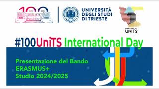 100UniTS International Day  Bando ERASMUS Studio 20242025 [upl. by Cira]