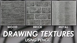 How To DRAW Realistic TEXTURES using PENCILS  Wood Brick amp Metal [upl. by Flavian974]