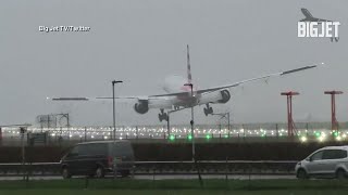 American 777 insane landing at London Heathrow [upl. by Adikam]