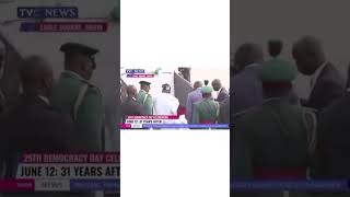 Moment President Tinubu fell while boarding parade vehicle on Democracy Day [upl. by Kruter]