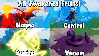 ALL REWORK AWAKENED FRUITS DAMAGE amp SHOWCASE in King Legacy Update 7 [upl. by Hanad]