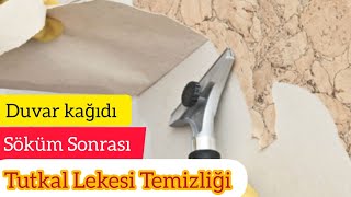 Duvar kağıdı tutkal Lekesi Temizliği [upl. by Alyk]