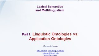 Jarrar Lexical Semantics and Multilingualism Part 15 [upl. by Lewiss]