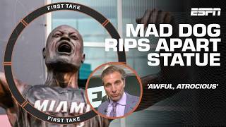 WHAT AN AWFUL ATROCIOUS STATUE 🫣 Mad Dog RIPS APART Dwyane Wades statue  First Take [upl. by Xanthus]