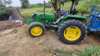 John Deere 5405 Crdi 4wd Tractor Pulling Trolley [upl. by Rednaeel]