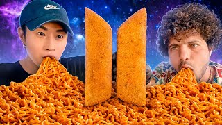 BAD DECISIONS NUCLEAR FIRE NOODLES amp BTS MOZZARELLA CHEESE STICKS with BENNY BLANCO  ASMR MUKBANG [upl. by Elnore]