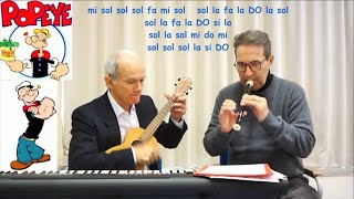 BRACCIO DI FERRO Popeye Flauto e Ukulele Per principianti [upl. by Adialeda]