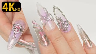 Sweet Bow with chrome spicy Vday Nails design  Romantic touch [upl. by Estrellita667]