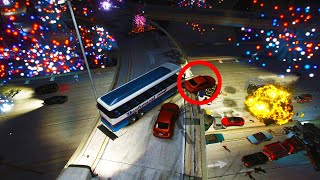 12 Minutes of GTA 5 NPCs Driving Off An Overpass WITH FIREWORK Show ✪ [upl. by O'Kelly]