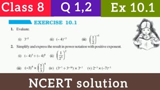 quotClass 8 Maths  Q 12 Ex 101  Chapter 10 Exponents and powersquot [upl. by Gonzalez34]