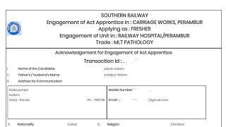 Southern Railway online apply Form 2024 [upl. by Brigit472]