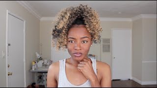 HOW TO DIY BRAIDLESS CROCHET DRAWSTRING PONYTAIL REMOVABLE JAMAICAN BOUNCE HAIR [upl. by Ramos]