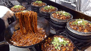 돌짜장 Amazing Seafood Black Bean Noodles on 250℃ 482℉ Hot Stone Plate  Korean street food [upl. by Housen]