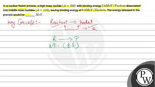 In a nuclear fission process a high mass nuclide A approx 236 with binding energy 7 [upl. by Eugenle]