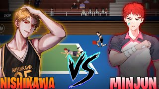 NISHIKAWA vs MINJUN  Full Gameplay  The spike cross [upl. by Ardnola433]