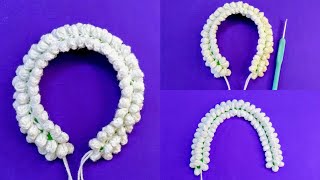 How To Crochet Jasmine Garland❤️  Crochet मोगरा गजरा  Step by Step crochet knitting crosia [upl. by Munafo]