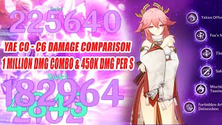 Yae Miko C0  C6 Damage Comparison  1 Million DMG Combo amp 450k DMG Per S  25 Floor 12 Show [upl. by Lander239]