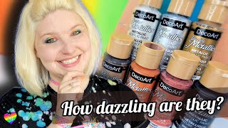 Art Product Review  DecoArt Dazzling Metallics [upl. by Rihana984]