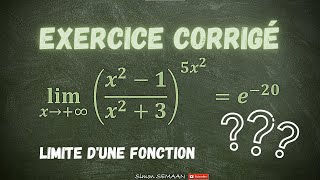 LIMITE DIFFICILE dune fonction  Exercice Corrigé [upl. by Glennie]