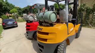 STMA 3Ton lpg gaosline forklift with 3 stages 4500mm mast [upl. by Jorrie]