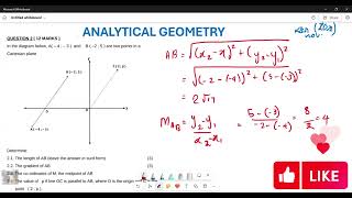 ANALYTICAL GEOMETRY GRADE 10 EXAM QUESTION  KZN 2022 [upl. by Tenrag]