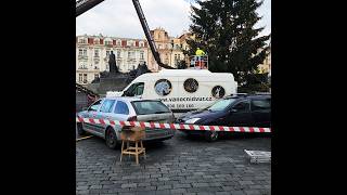 Prague Christmas Market setup Christmas christmasmarkets [upl. by Isabel]