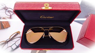 Unboxing the most expensive Cartier Sunglasses  Solid Rose Gold Aviators [upl. by Ecienahs441]