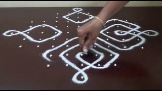 11 DOTS KOLAM  KAMBI CHIKKU KOLAM  SIMPLE KOLAM [upl. by Nwahsan]