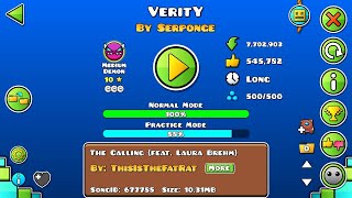 VeritY 100 Medium Demon Geometry Dash [upl. by Bilski976]