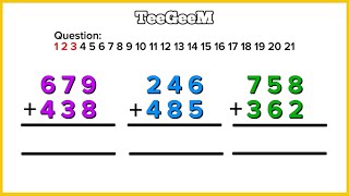 Get Your Paper Ready 🎉 3 Digit Addition  21 Questions [upl. by Asirac]