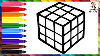 Dibuja y Colorea Un Cubo De Rubik Arcoiris 🧊🟥🟧🟨🟩🟦🟪🌈 Dibujos Para Niños [upl. by Natka]