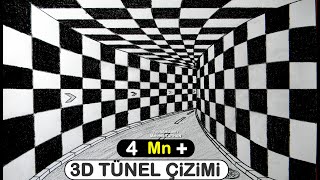 3D TÜNEL ÇİZİMİ  ÜÇ BOYUTLU TÜNEL ÇİZİMİ  HOW TO DRAW 3D TUNNEL DRAWING [upl. by Necaj]